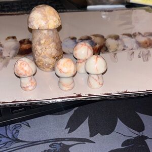 Set of Stone Mushroom Figurines
